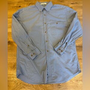 Orvis Shirt Mens Size Large Blue Plaid Long Sleeve Button Down Casual Classic